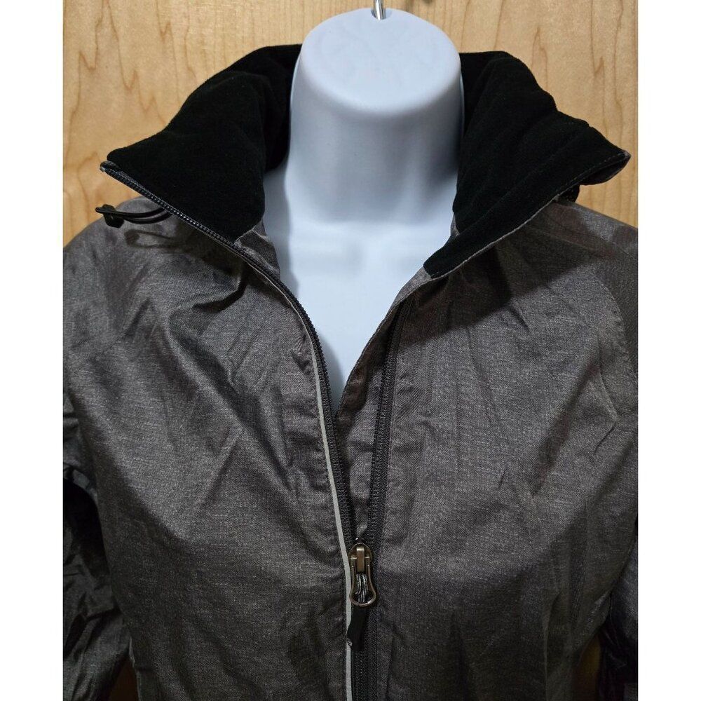 Roadrunner Sports Gray Hooded Jacket Fleece Lining workout running granola girl